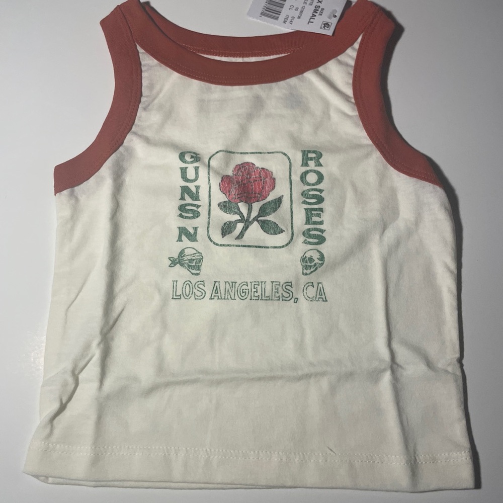 Kids Tank Top - White and Red Guns n Roses NWT Girls XS Size Summer Rock Music